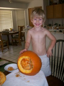 Zander carving pumpkins